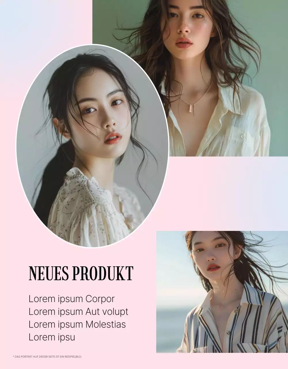 Schlichte Modepromotion in Rosa und Hellblau