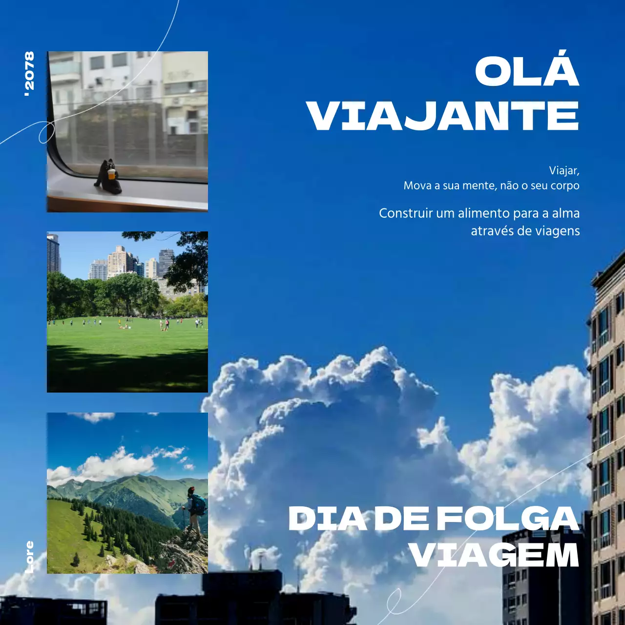 Mensagens de viagem na moda em azul e branco