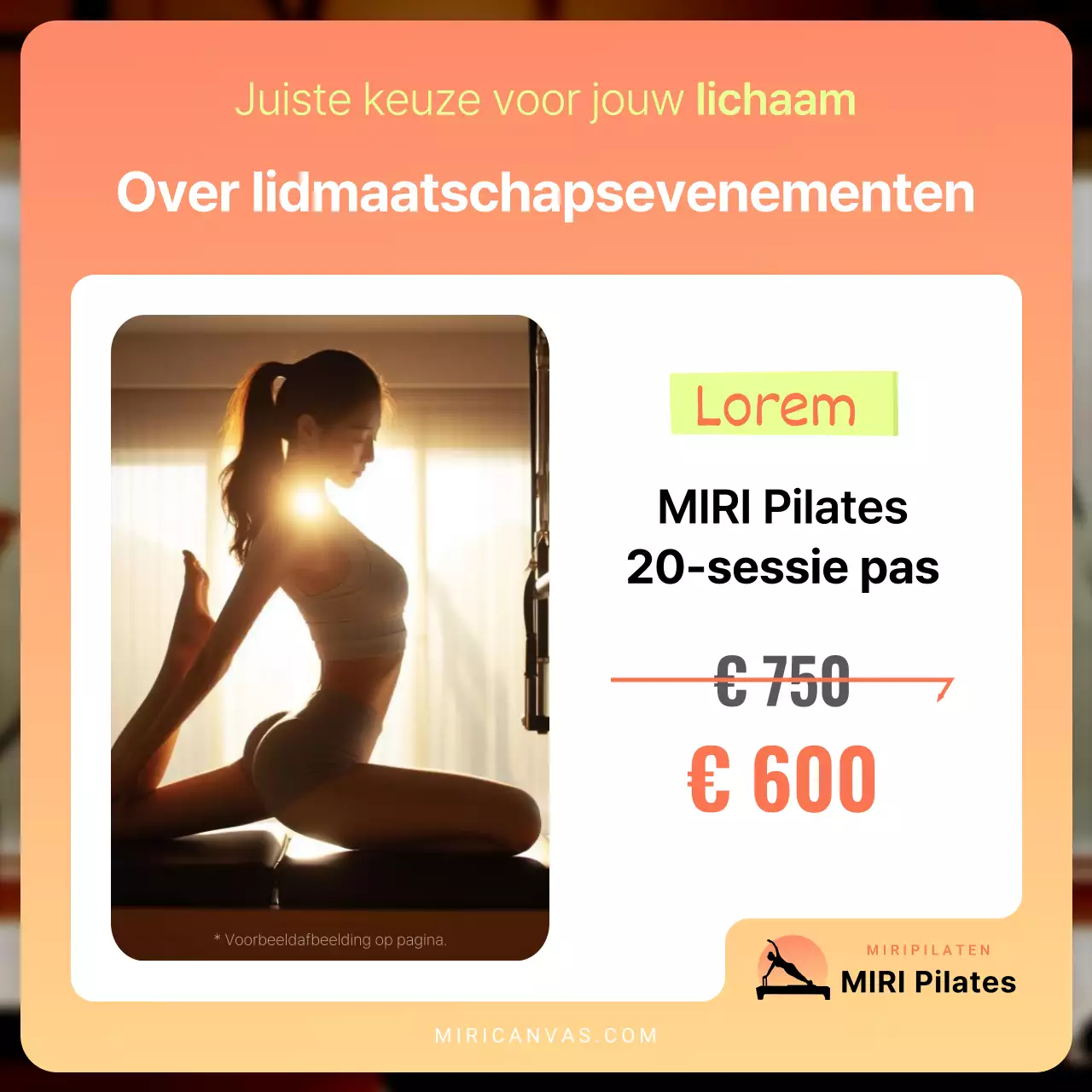 Promoot trendy Pilates-lessen in oranje en fluorescerende kleuren