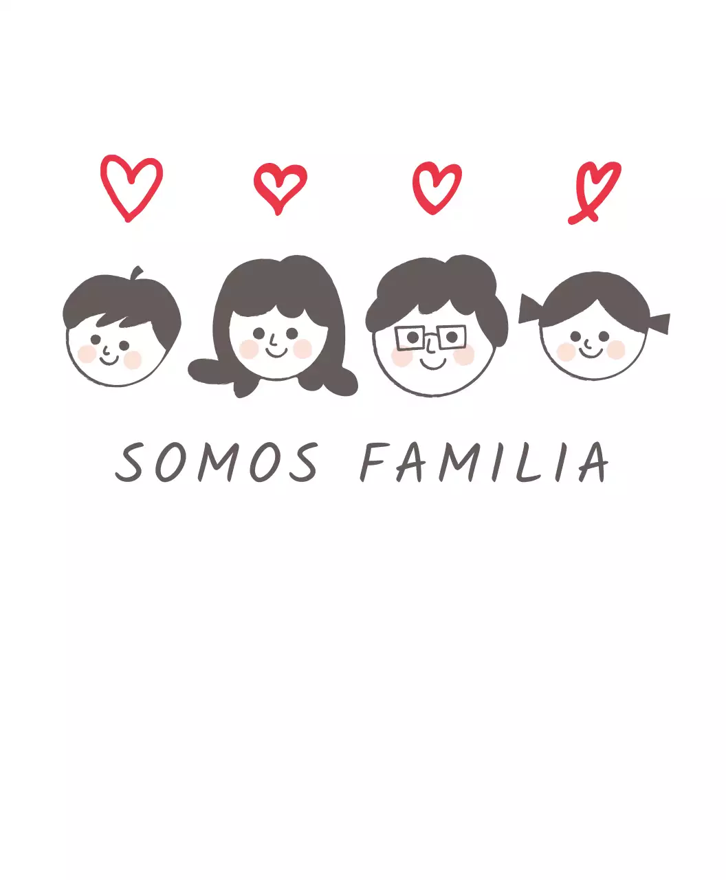 Camiseta con doodle doodle-como la escritura dentada corazones calientes y linda familia ilustración