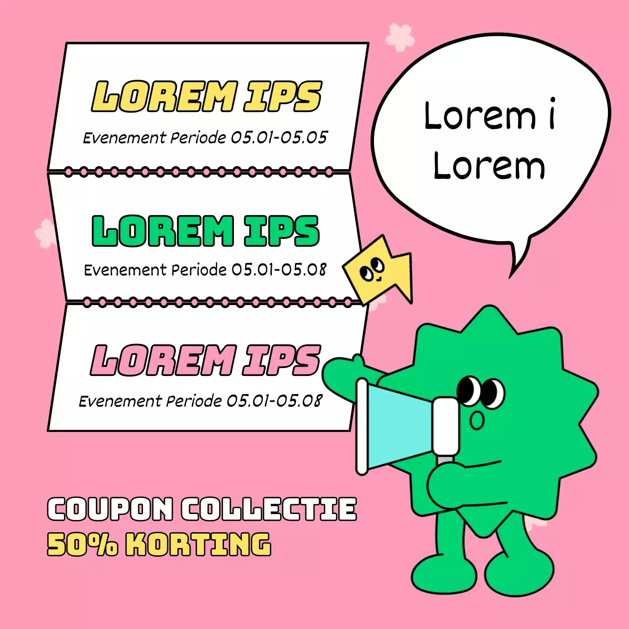 Roze en lichtblauwe advertenties voor Gezinsmaand en voorjaarsuitverkoop