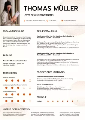 Braunes und weißes einfaches Portfolio für Kundendienstleiter