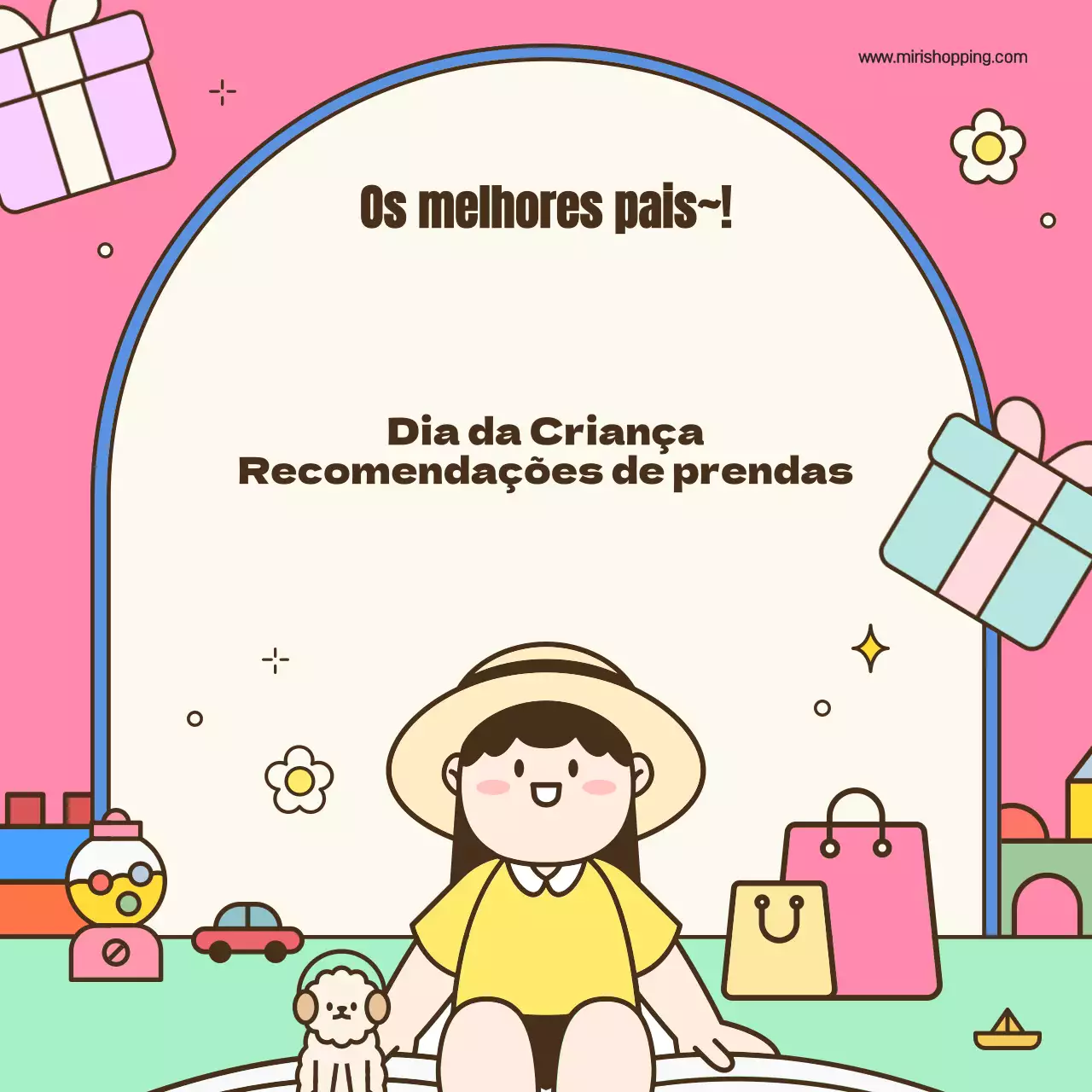 Promover uma promoção kitsch do Dia da Criança em cor-de-rosa