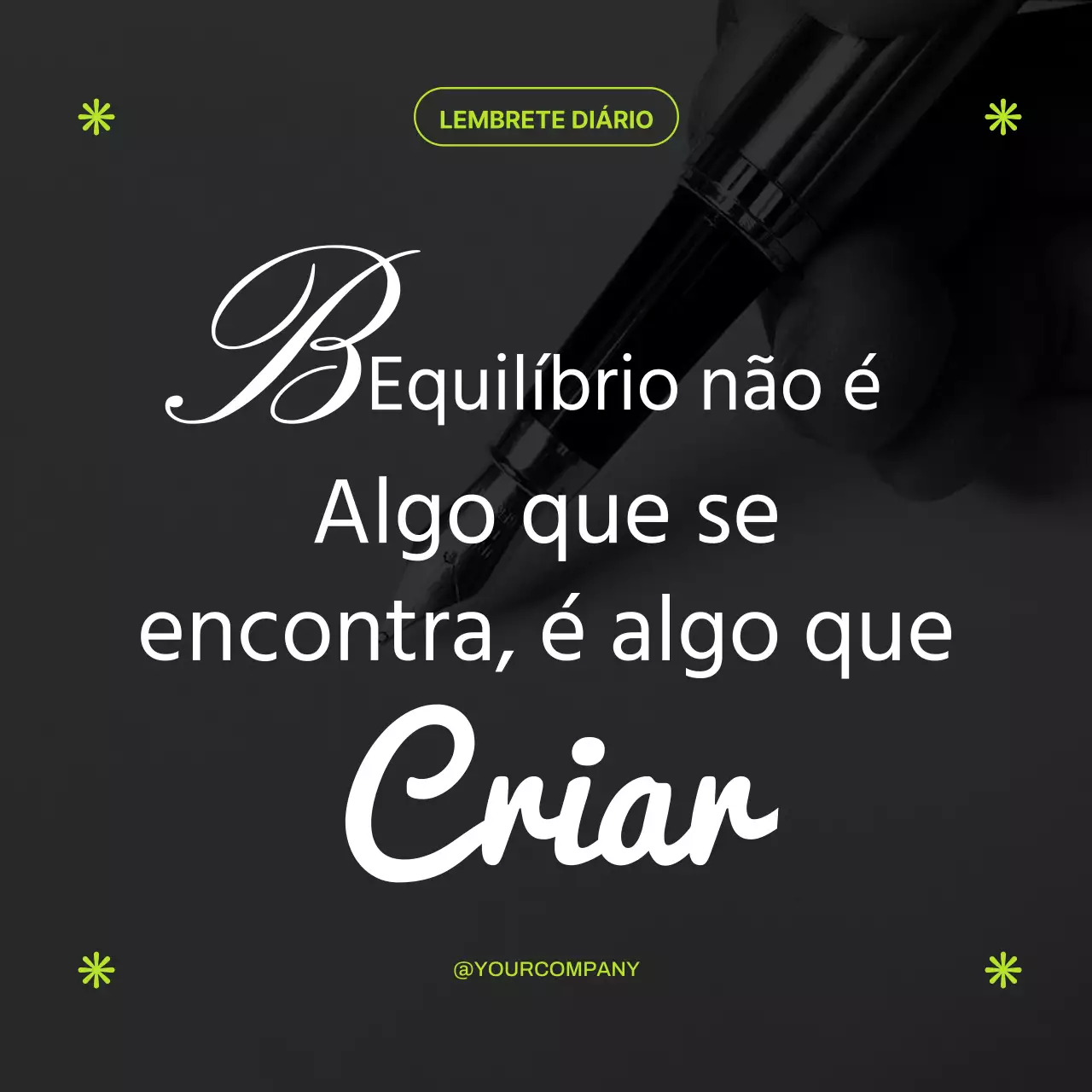 Citação de equilíbrio entre a vida profissional e pessoal em preto e néon Publicidade