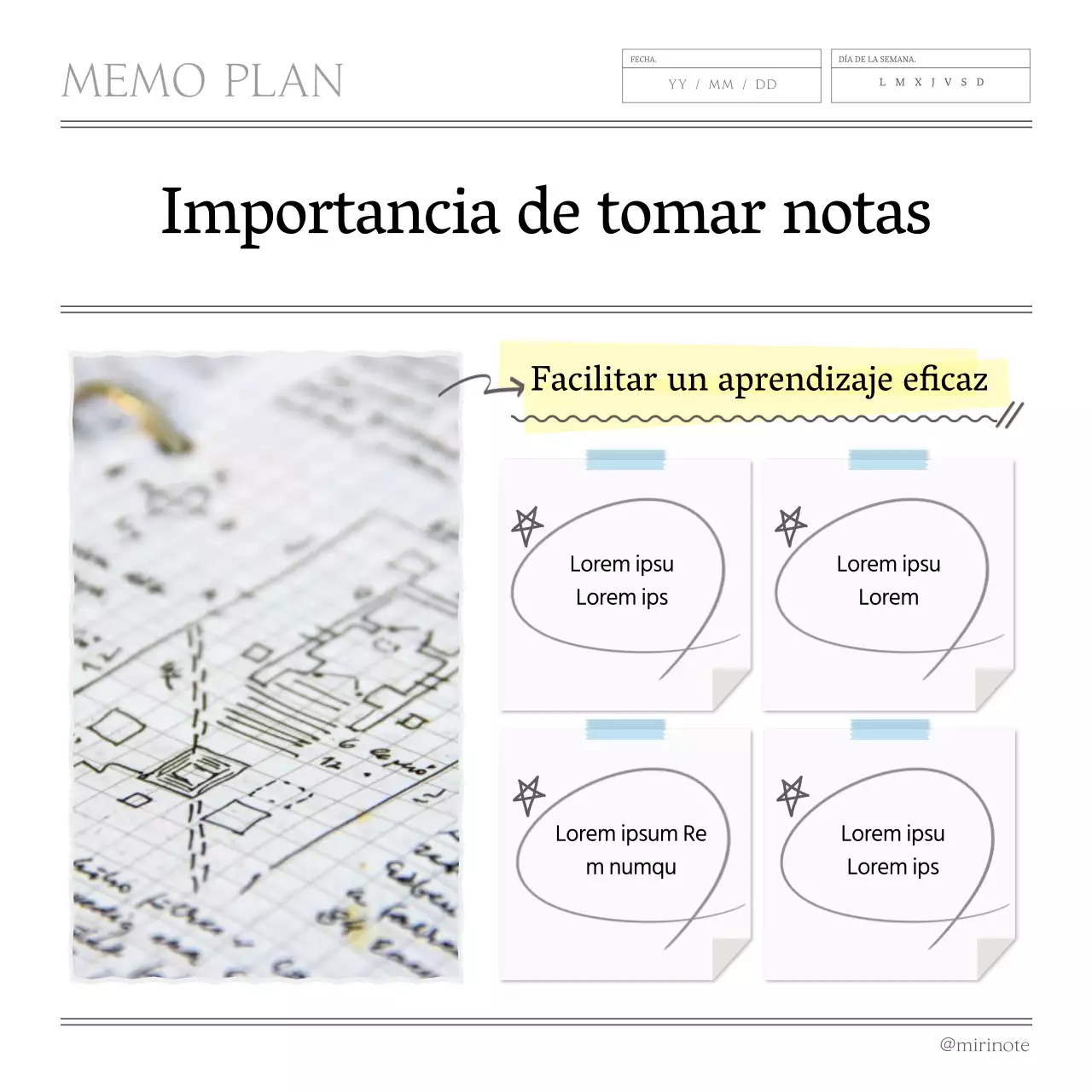 Trucos y consejos minimalistas para tomar notas en gris y amarillo