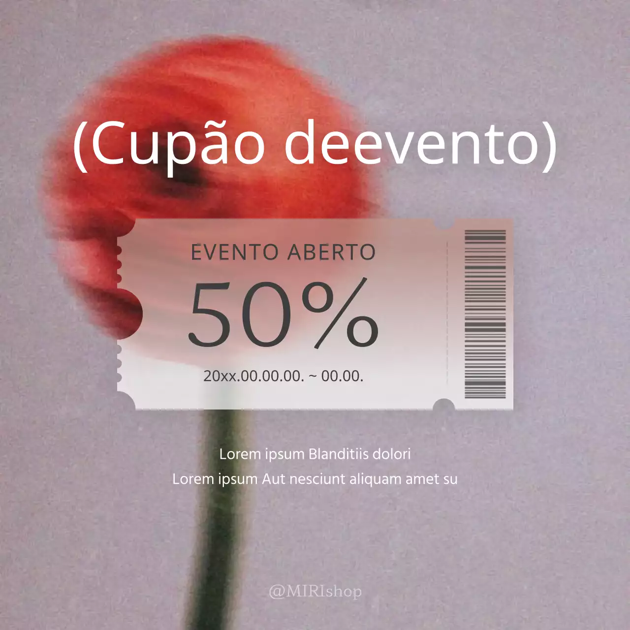 Promover cupões para eventos de marketing em vermelho e cinzento