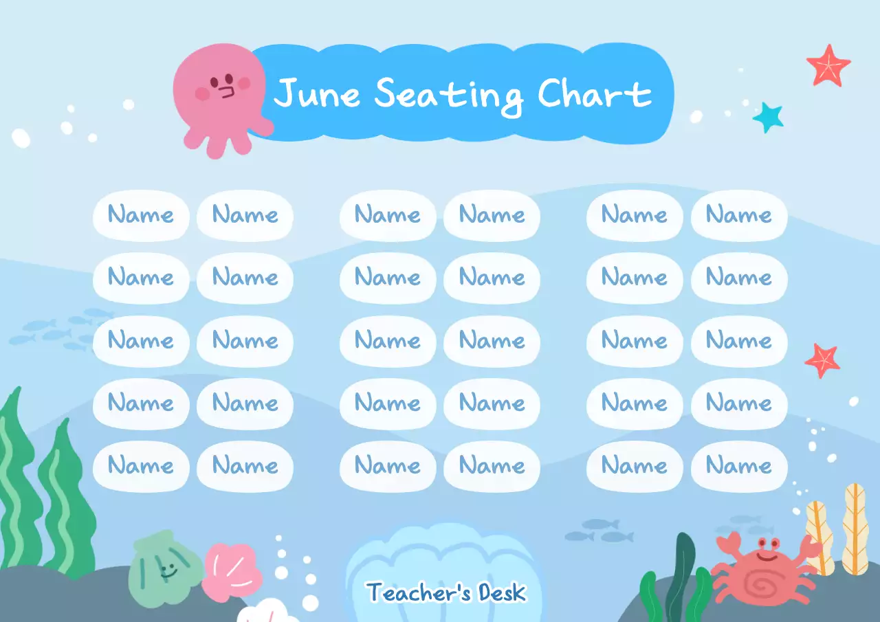 Blue Cute Classroom Schedule Poster