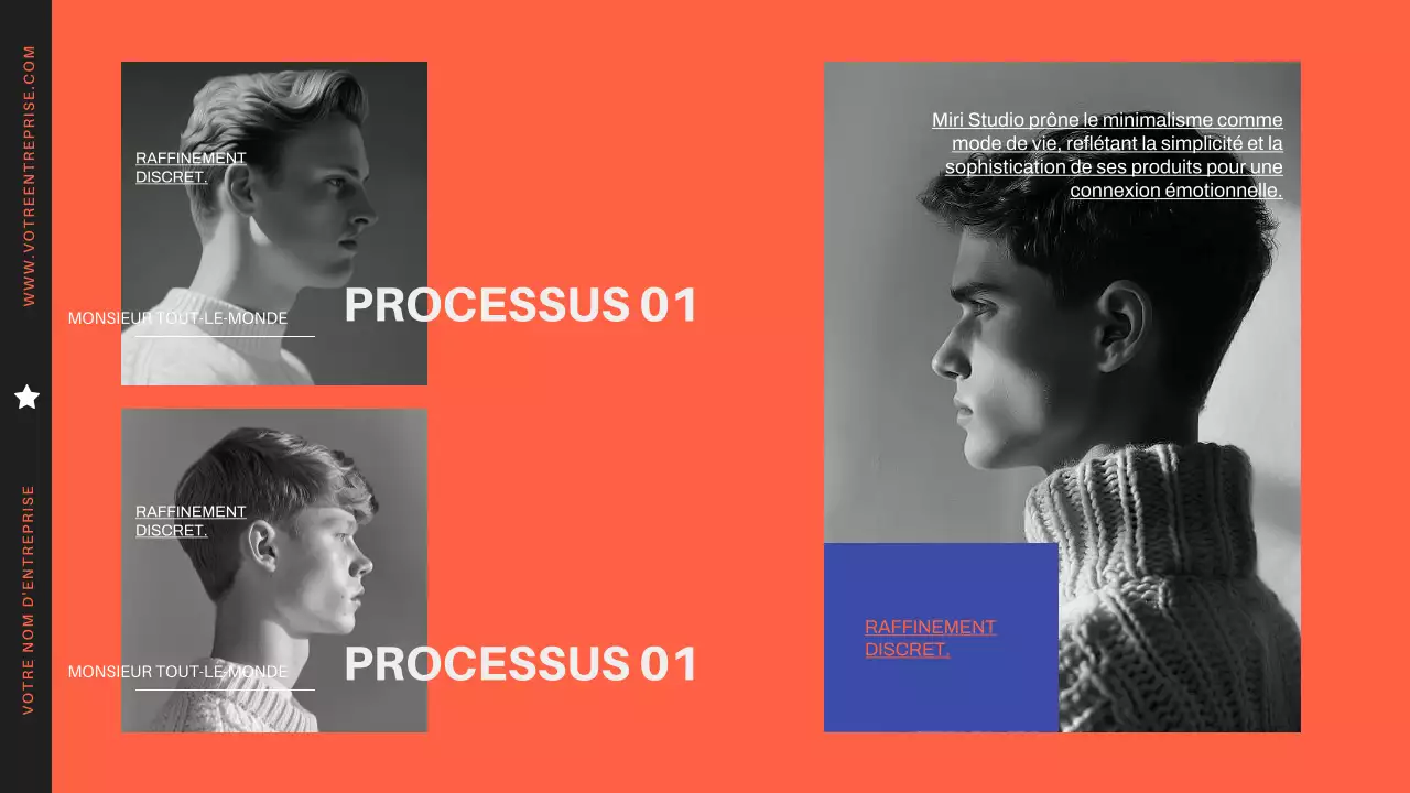 Profil d'entreprise moderne et minimaliste orange et noir