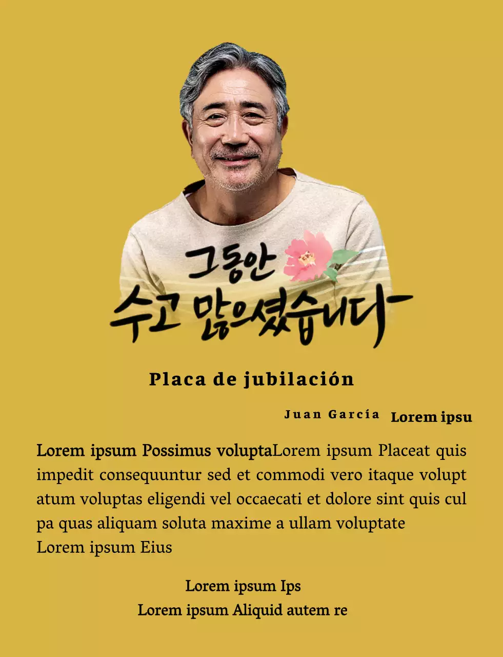 Diseño de jubilación con ilustración floral y texto caligráfico sentimental