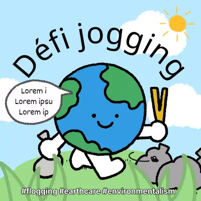 Promouvoir un défi de flagellation pop-art pour la Journée de la Terre en bleu clair et chartreuse pour recruter des membres.