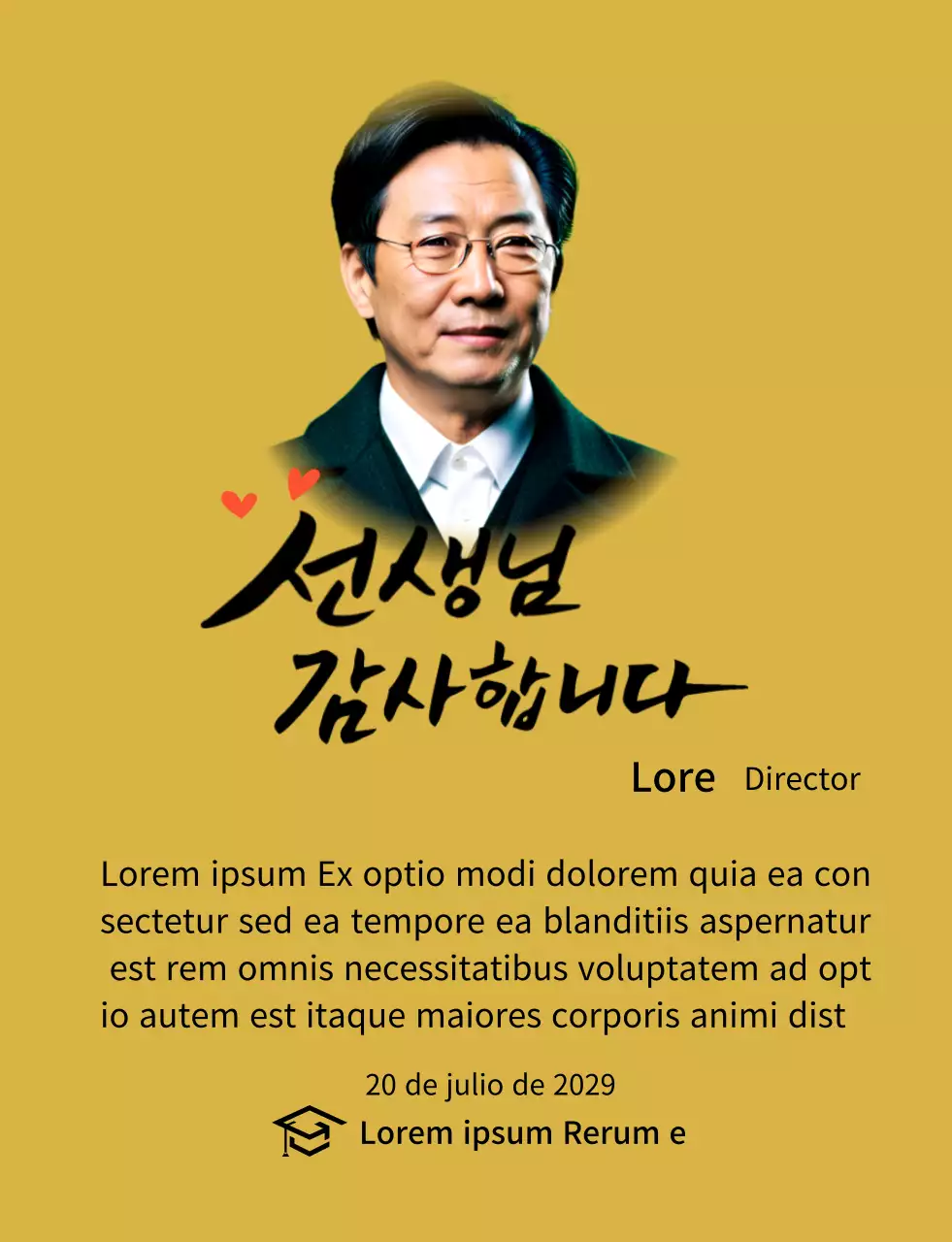 Placa brillante de agradecimiento escolar con caligrafía y fotos