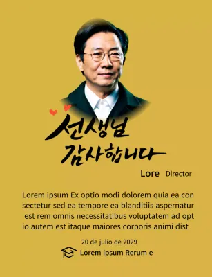 Placa brillante de agradecimiento escolar con caligrafía y fotos