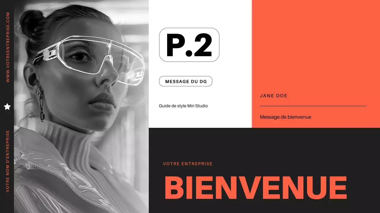 Profil d'entreprise moderne et minimaliste orange et noir