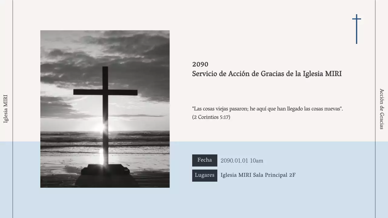 Guía sencilla de servicios religiosos en azul claro y azul marino