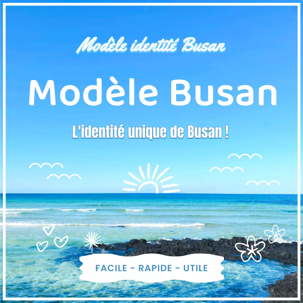 Un guide de quartier kitsch, bleu clair et blanc de Busan