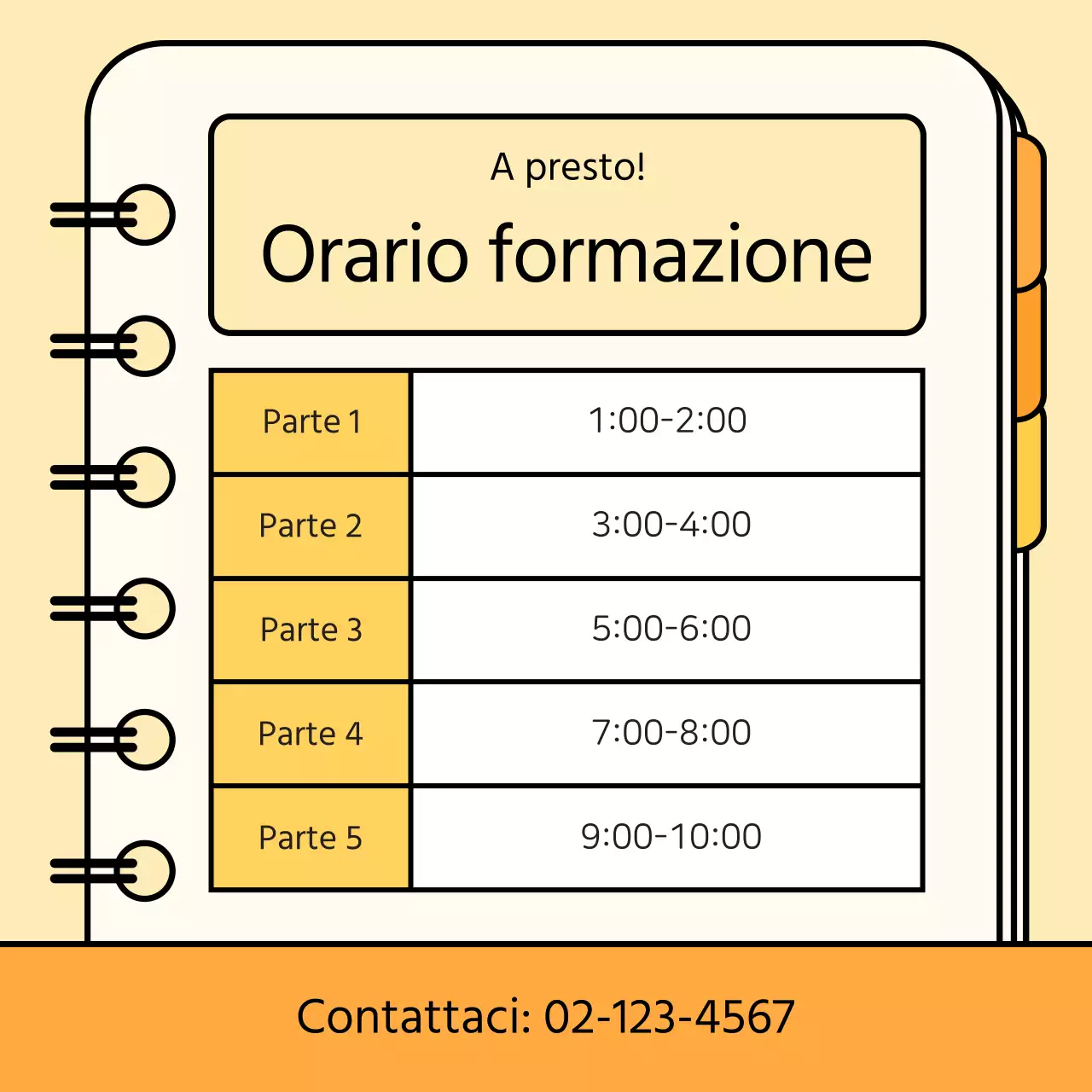 Un simpatico piano di lezione per una gita con sfondo arancione