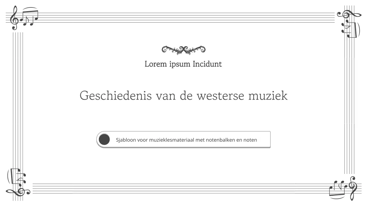 Eenvoudig zwart-wit lesmateriaal voor muziek