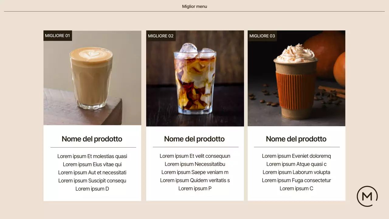 Una semplice caffetteria in beige e bianco Spiegato