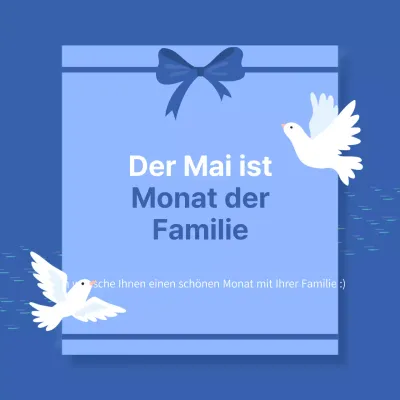 Moderne Danksagungskarte zum Familienmonat in Weiß und Blau