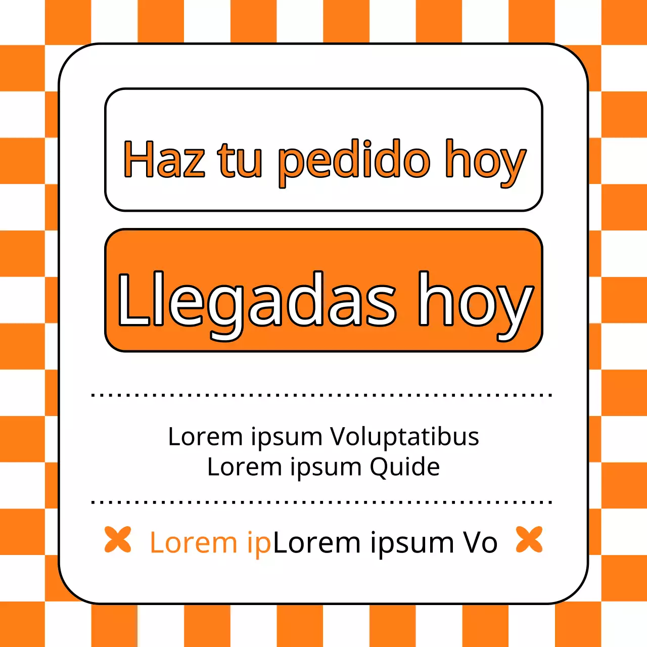 Anuncio sencillo de entrega en el mismo día en naranja y blanco