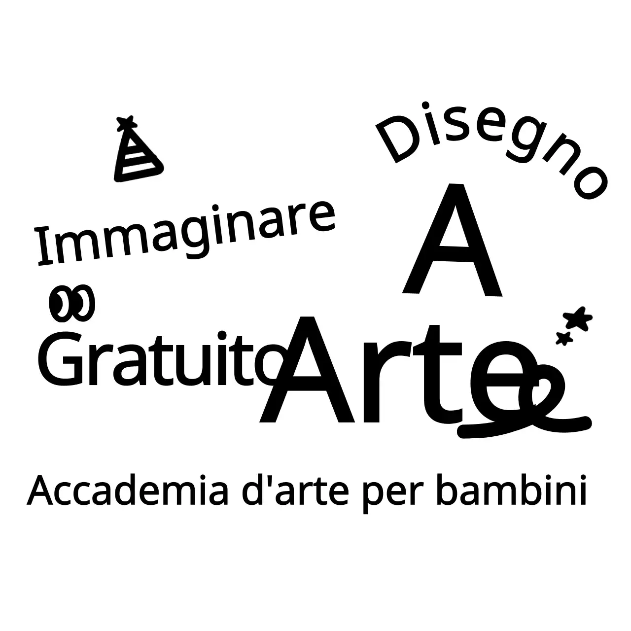 Promozione scuola d'arte in disegno carino illustrazione tipografia arrotondata