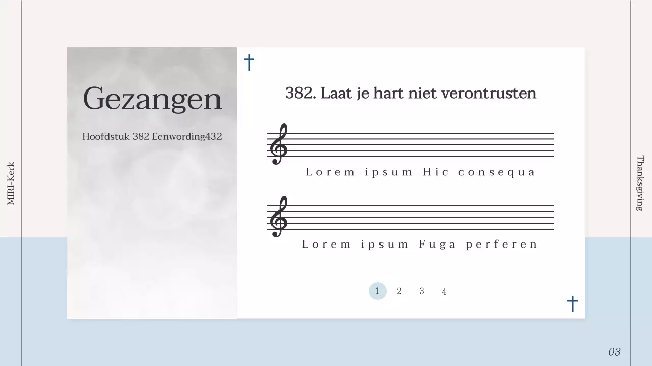 Eenvoudige kerkdienstgids in lichtblauw en marineblauw