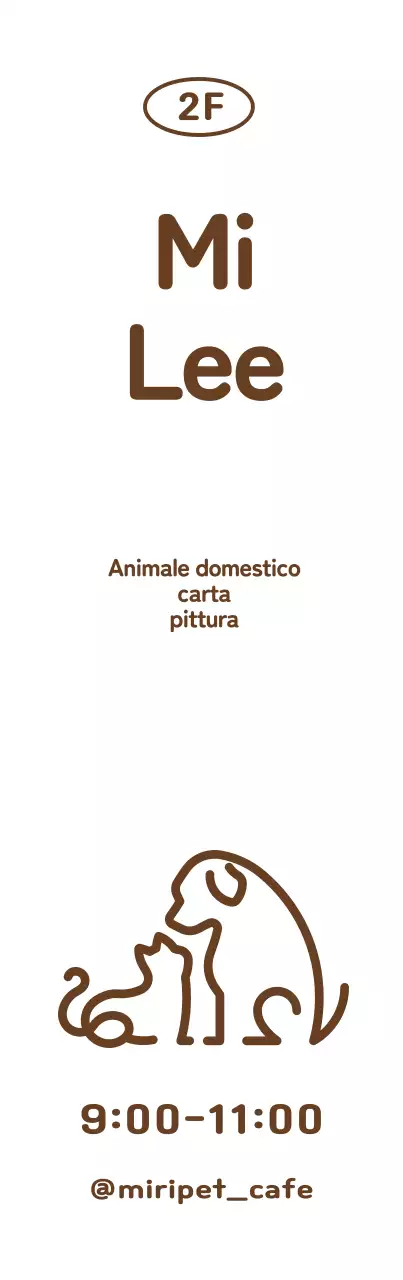 Un simpatico font con un logo con illustrazione di linee di cani e gatti e un cartello con una nota di avvertimento
