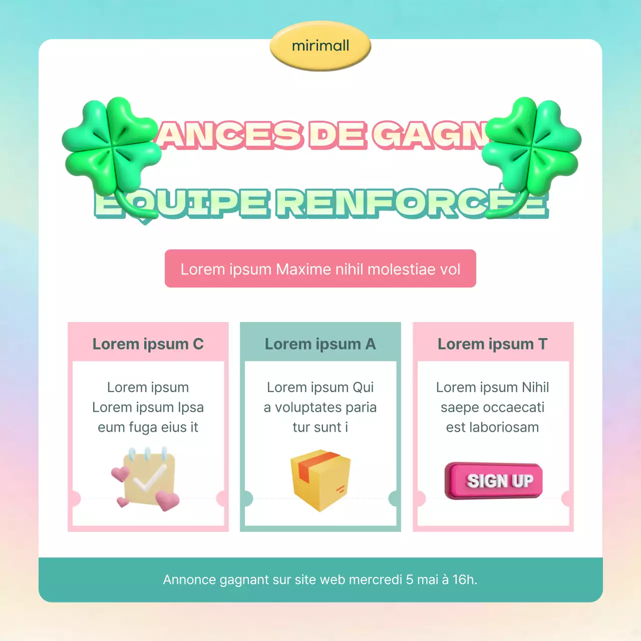 À propos de l'événement Lucky Draw à la mode menthe et rose