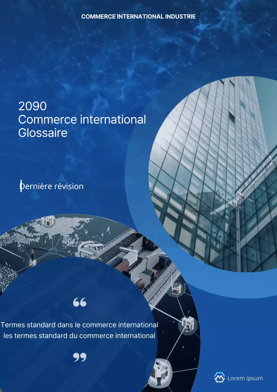 Couverture bleue simple pour un glossaire du commerce international