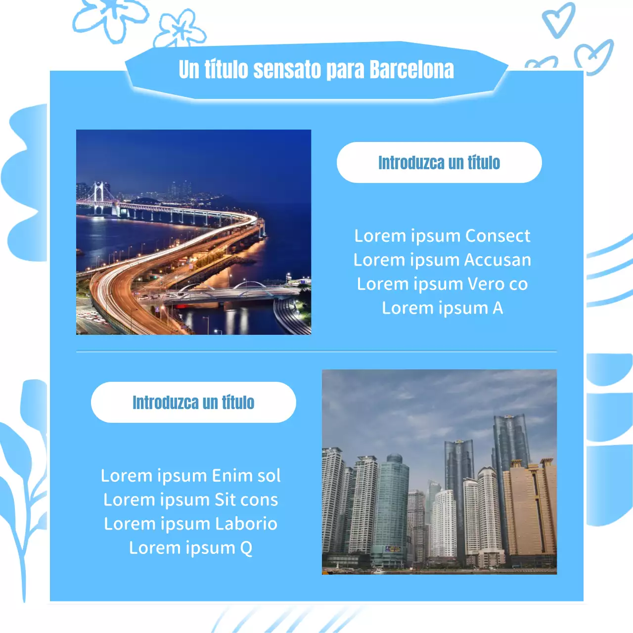 Una guía de barrio kitsch en azul claro y blanco de Busan