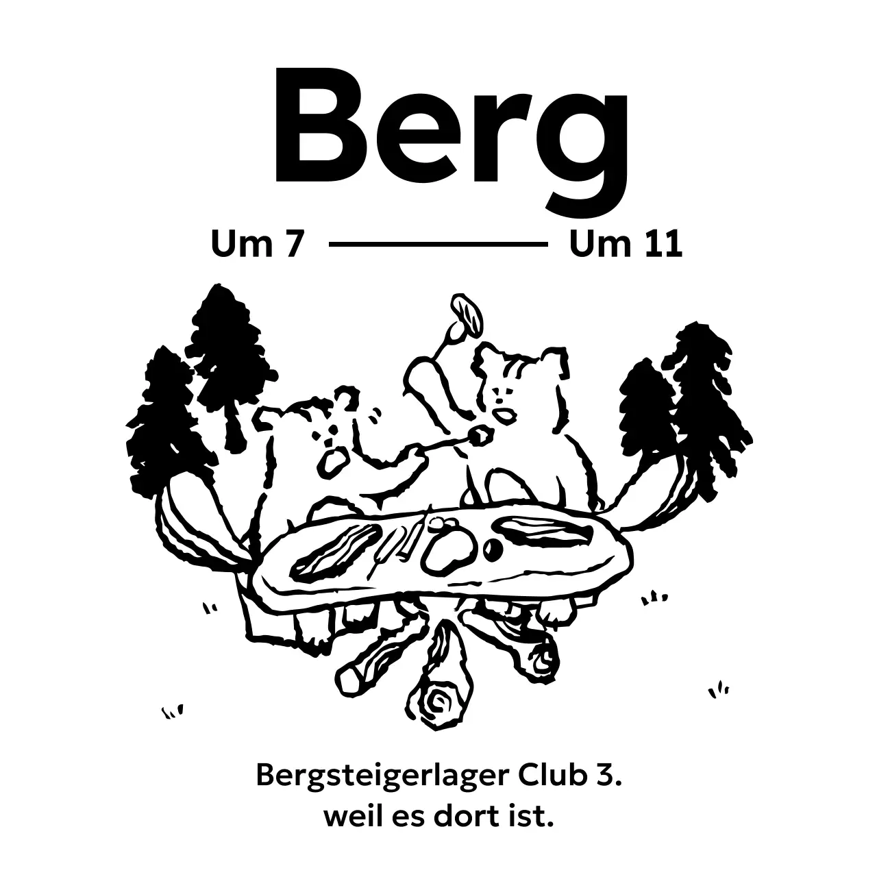 Camp-Design mit Illustration von Eichhörnchen beim Fressen im Wald