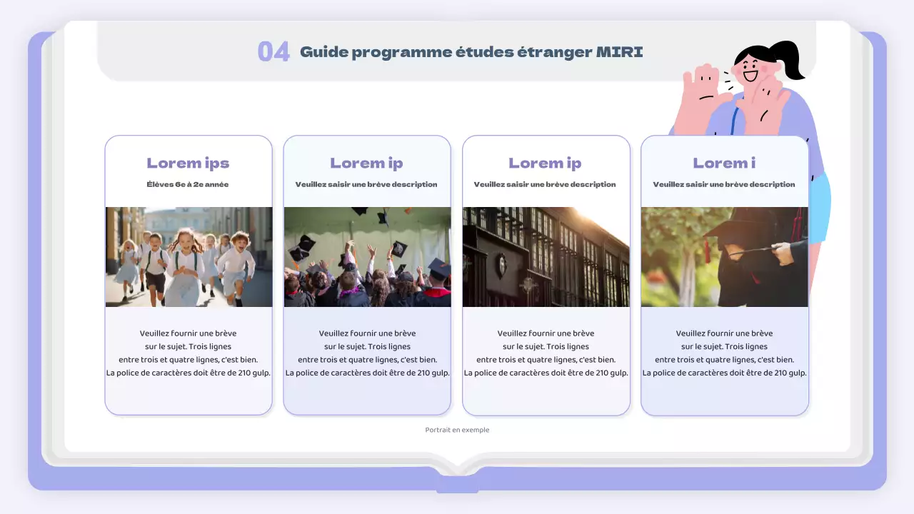 Un simple prospectus d'études à l'étranger en mauve et blanc
