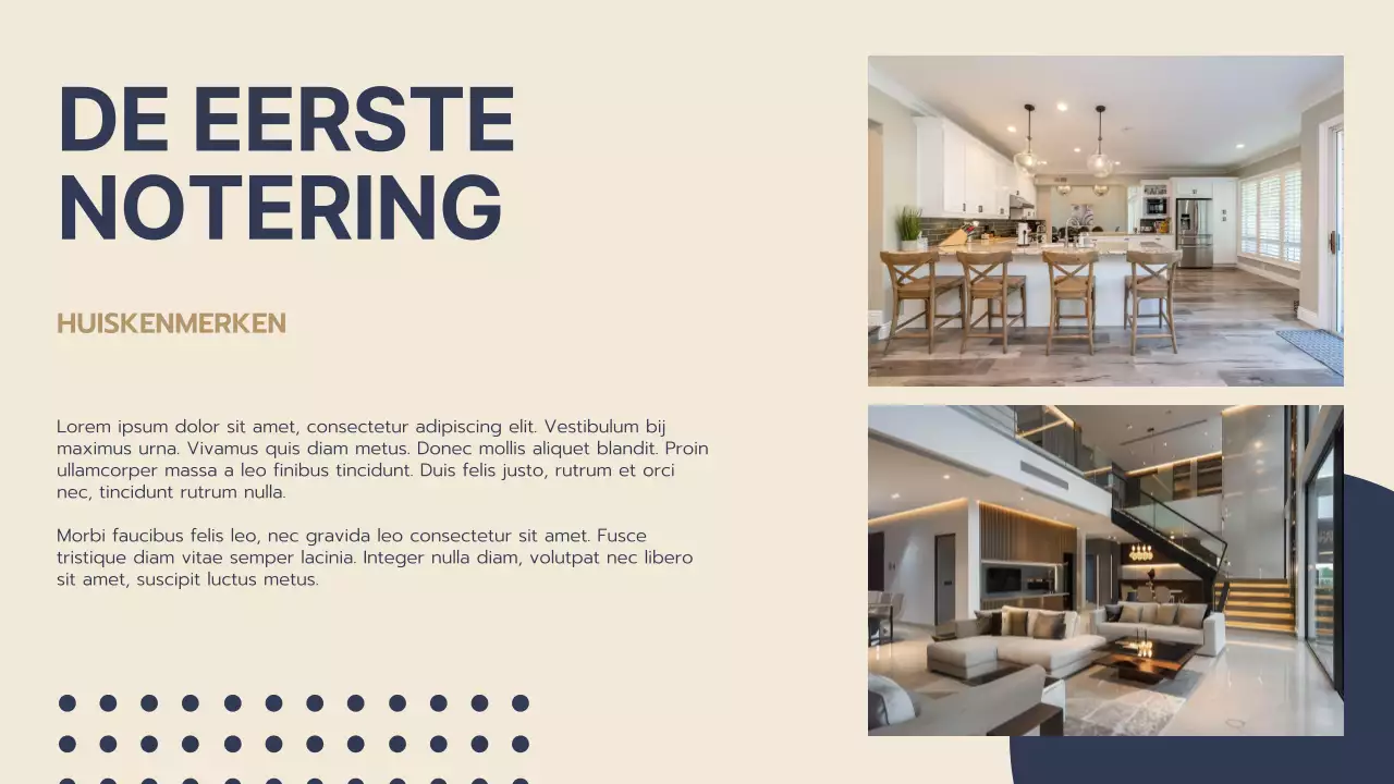 Blauw en Beige Modern Vastgoed Voorstel