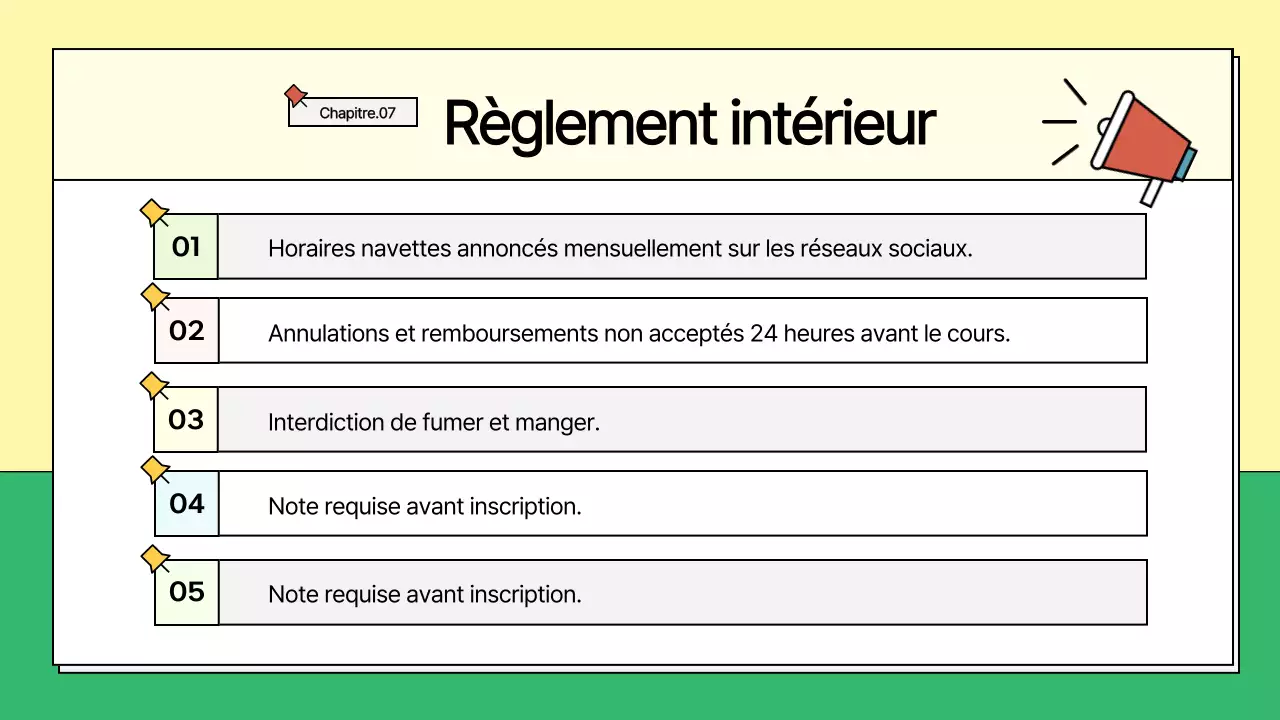 Prospectus de l'école jaune et verte
