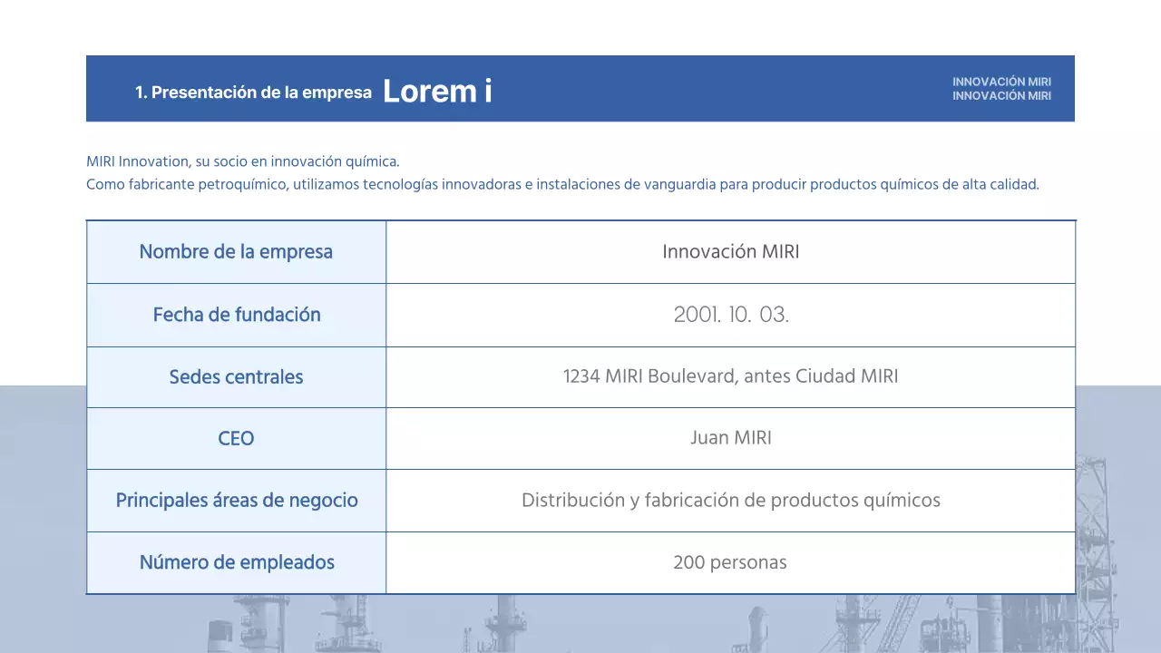 Un sencillo membrete de empresa industrial pesada en azul y amarillo