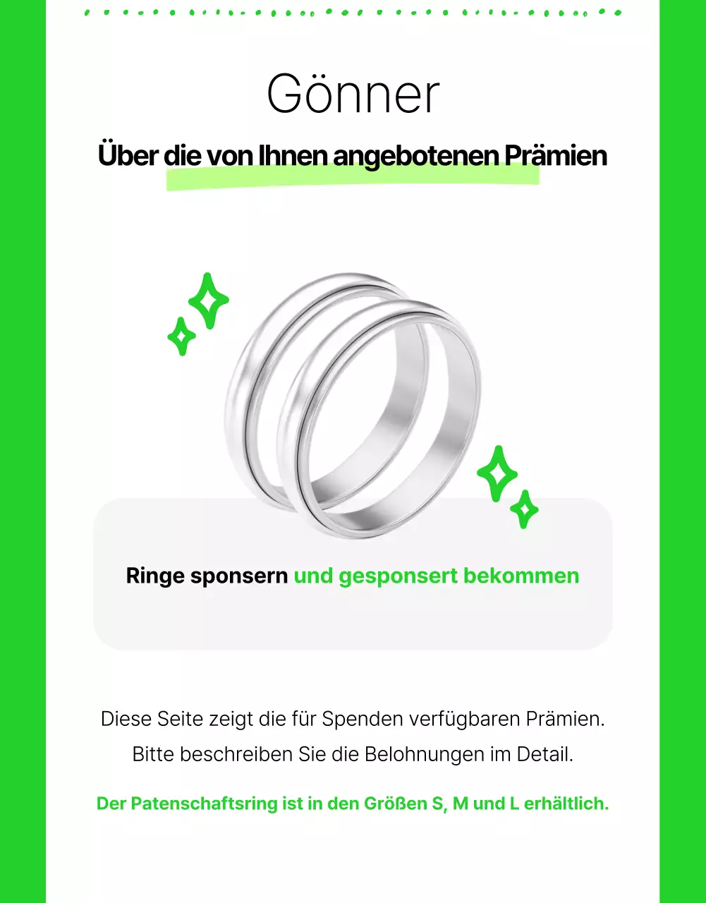 Einfache NGO-Sponsoring-Informationen in Weiß und fluoreszierenden Farben