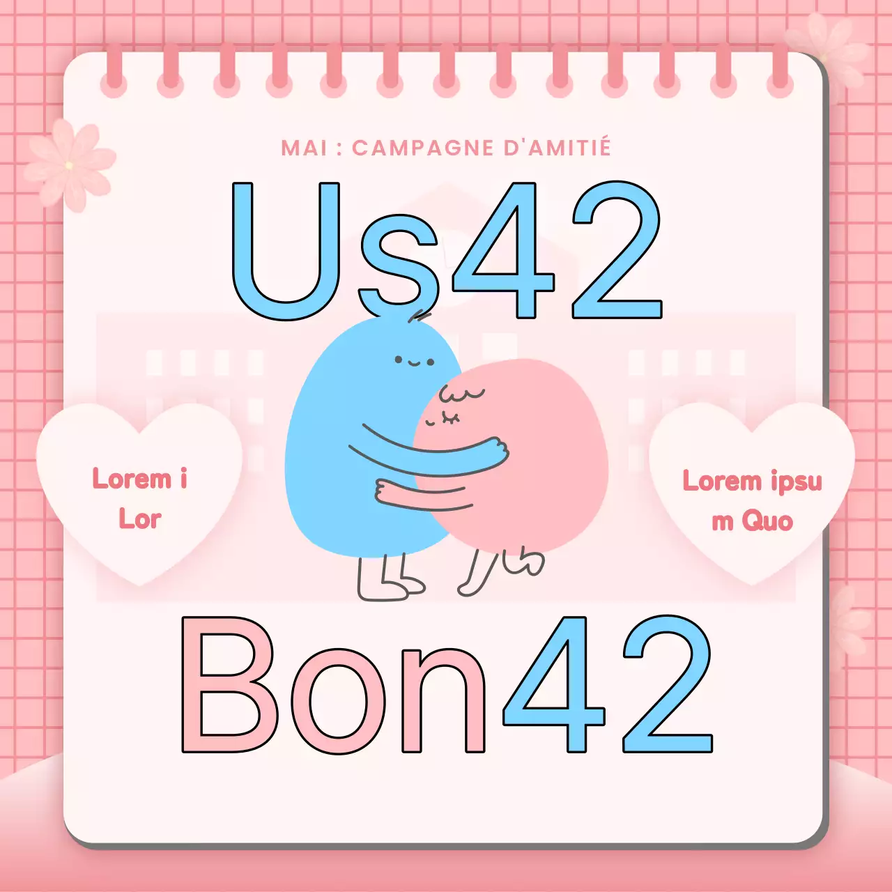 Postes de campagne d'amitié rose et bleu clair