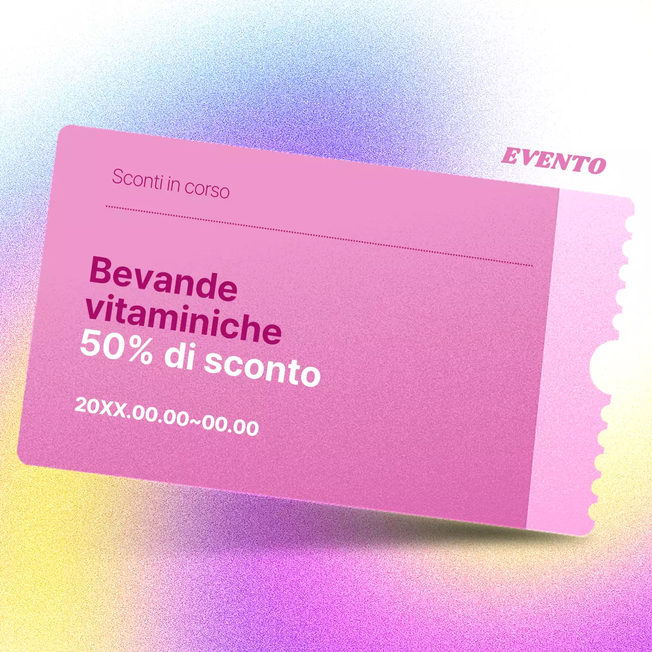 Promuovete un evento con coupon per la vendita di un centro commerciale rosa kitsch