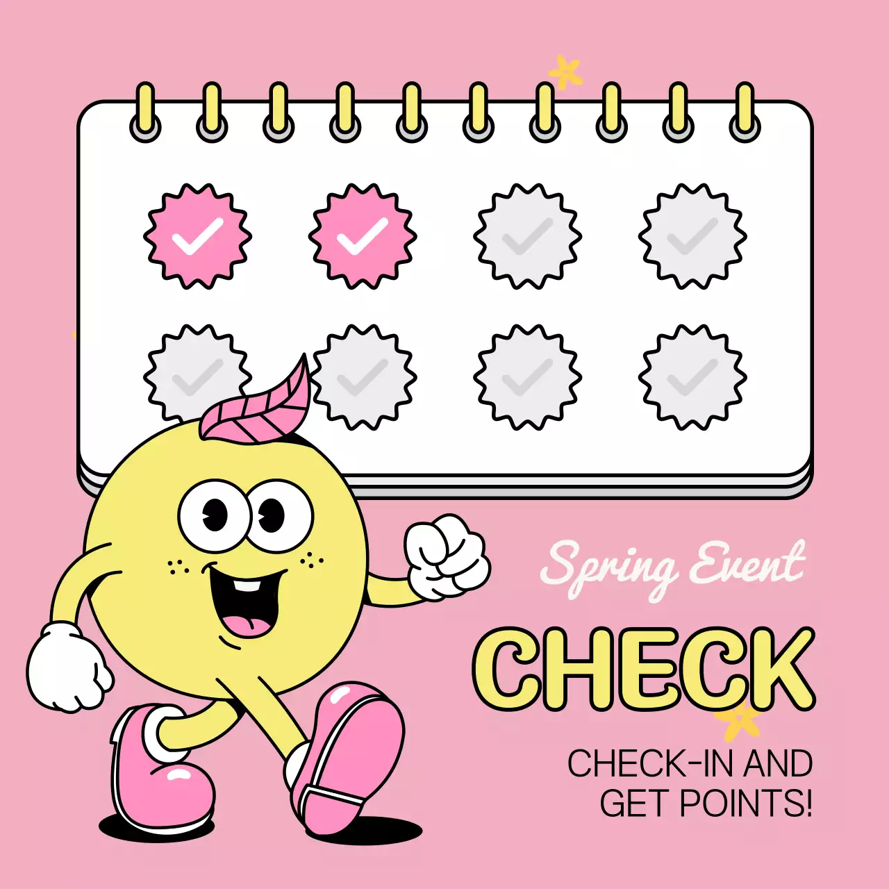 Pop art springtime sale ad in yellow and pink