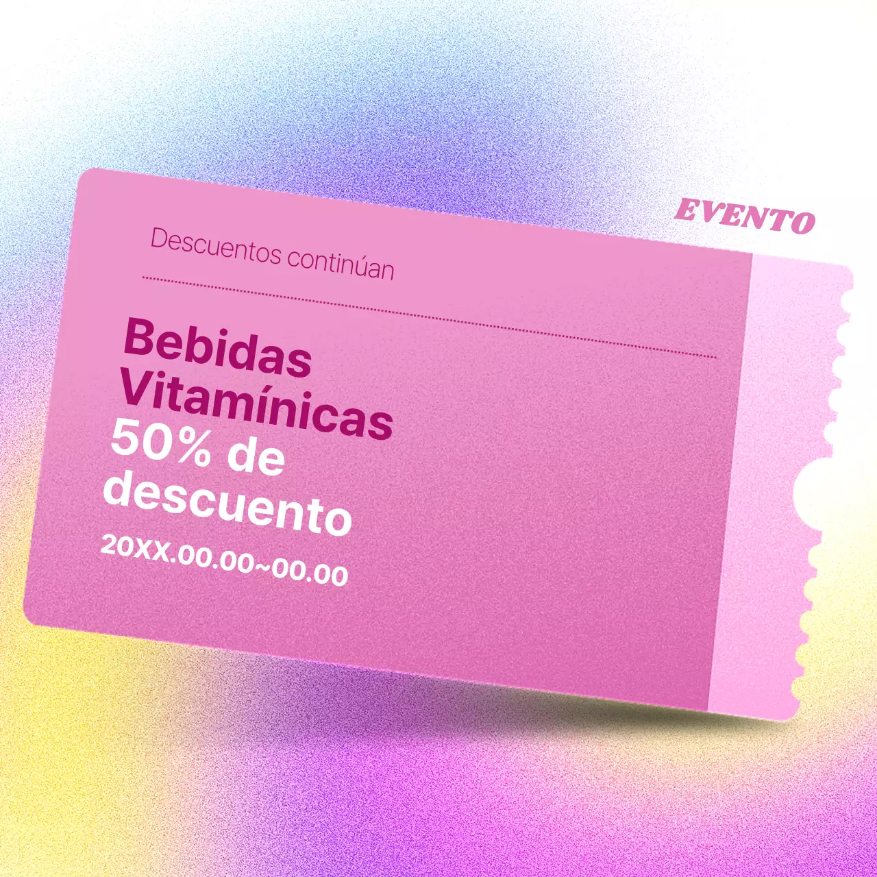 Promueva un evento de cupones de descuento en un centro comercial de color rosa kitsch