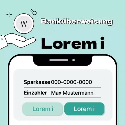 Eine schlichte mintfarbene und hellblaue Begrüßungsanzeige für Lastschriftverfahren