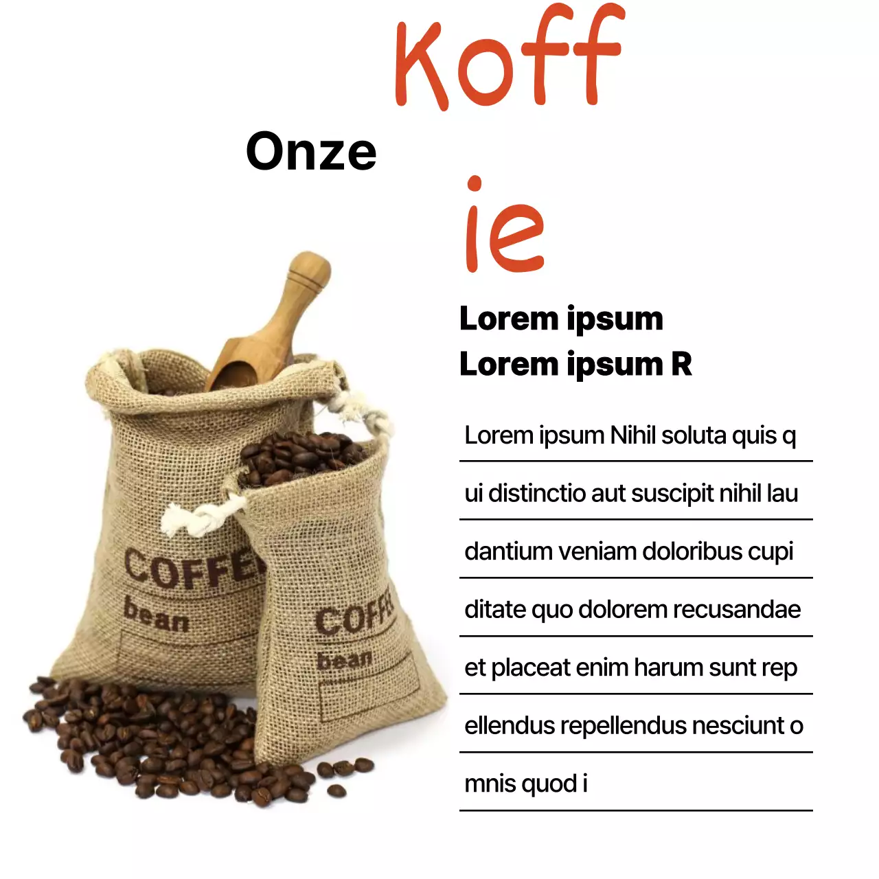 Modern café branding in wit en oranje post