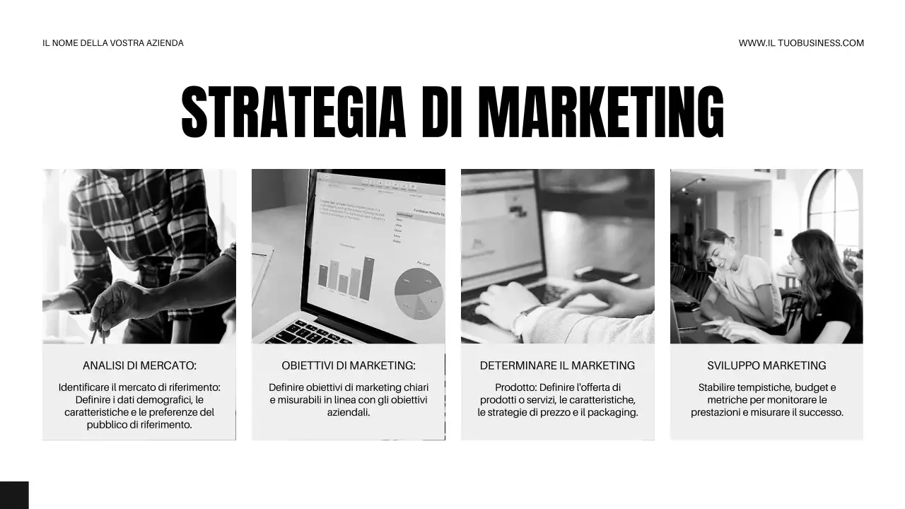 Strategia aziendale minimale in bianco e nero