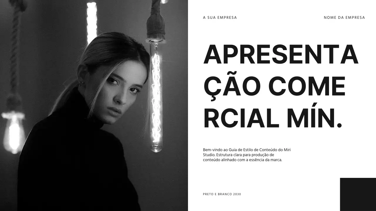 Estratégia comercial minimalista a preto e branco