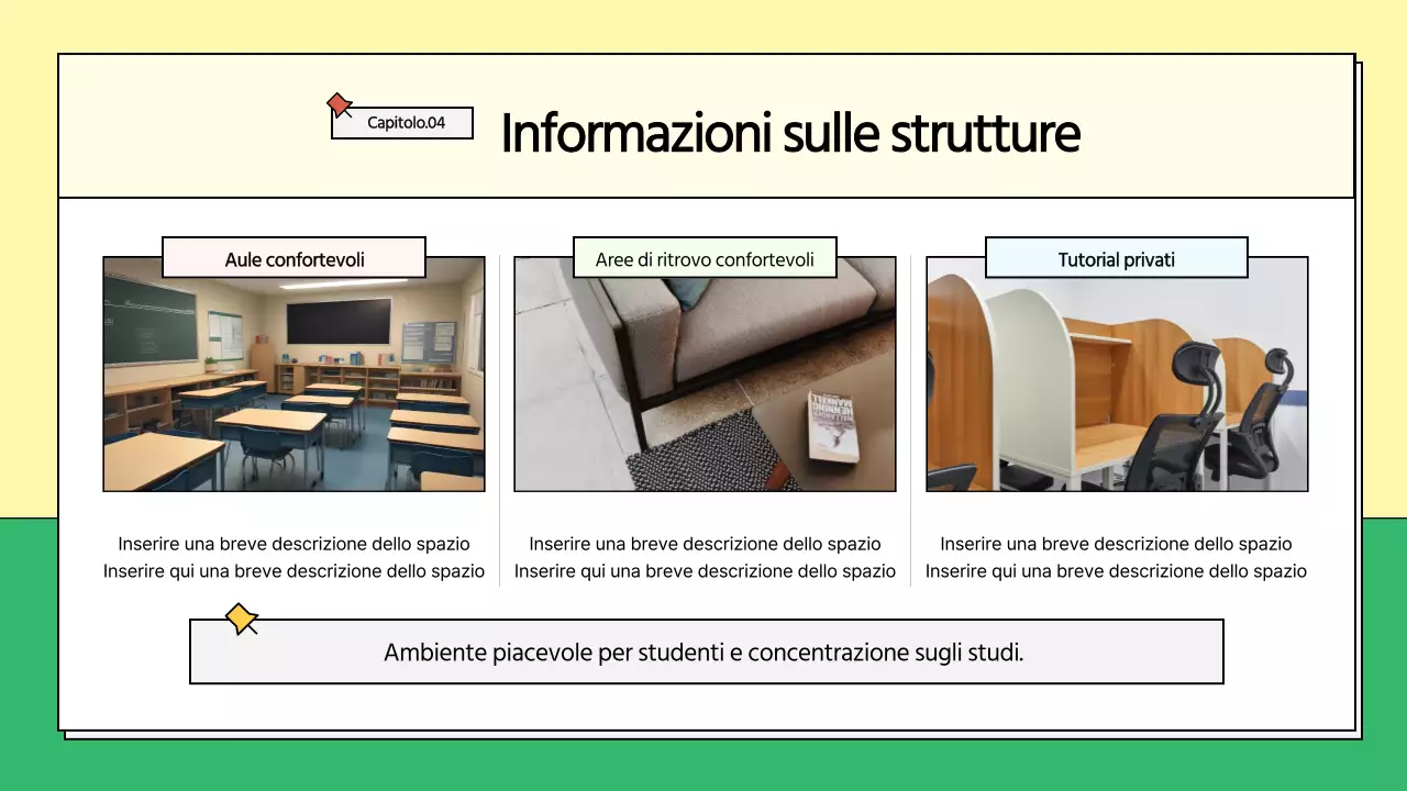 Prospetto scolastico giallo e verde