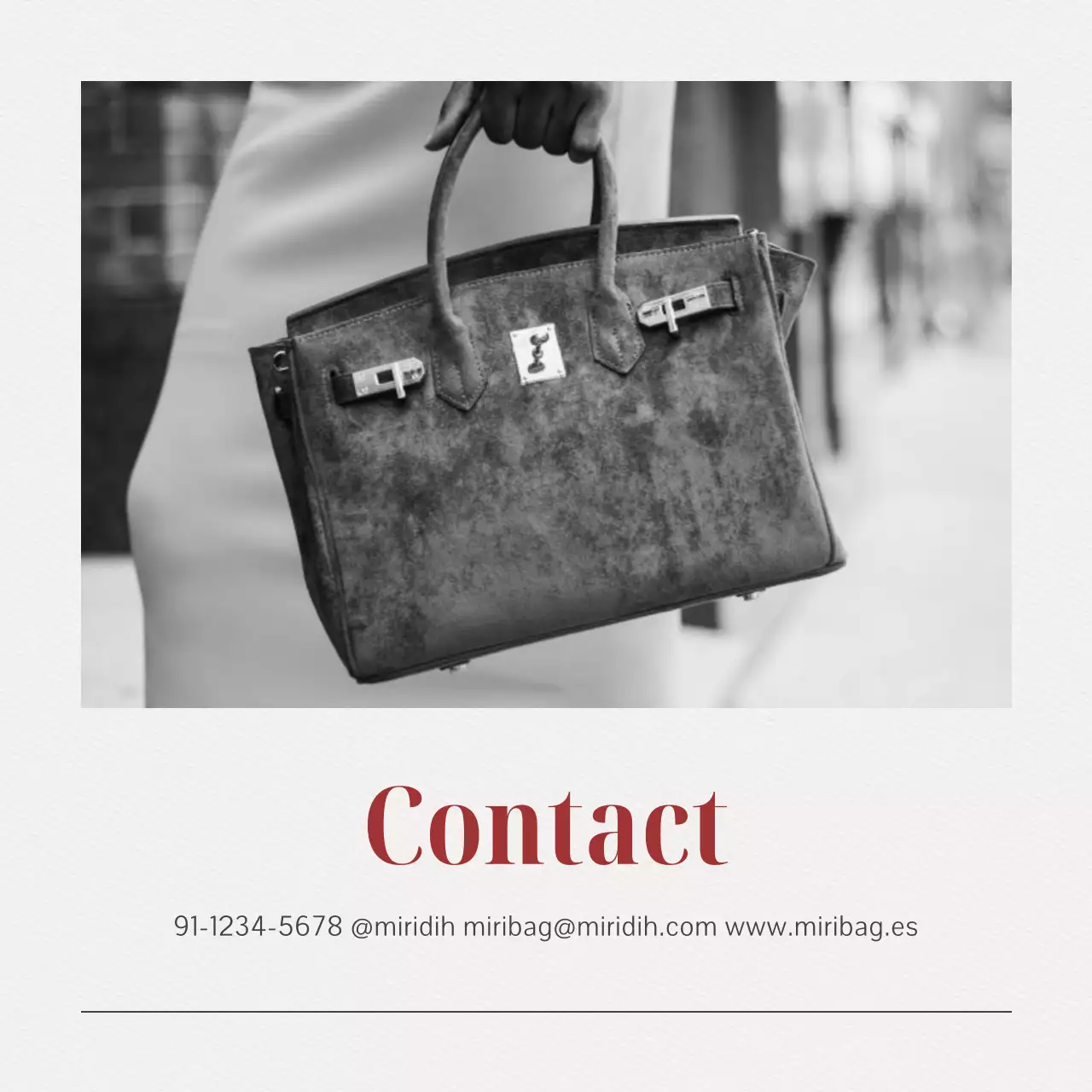 Un briefing de marca para un bolso moderno en rojo, negro y blanco