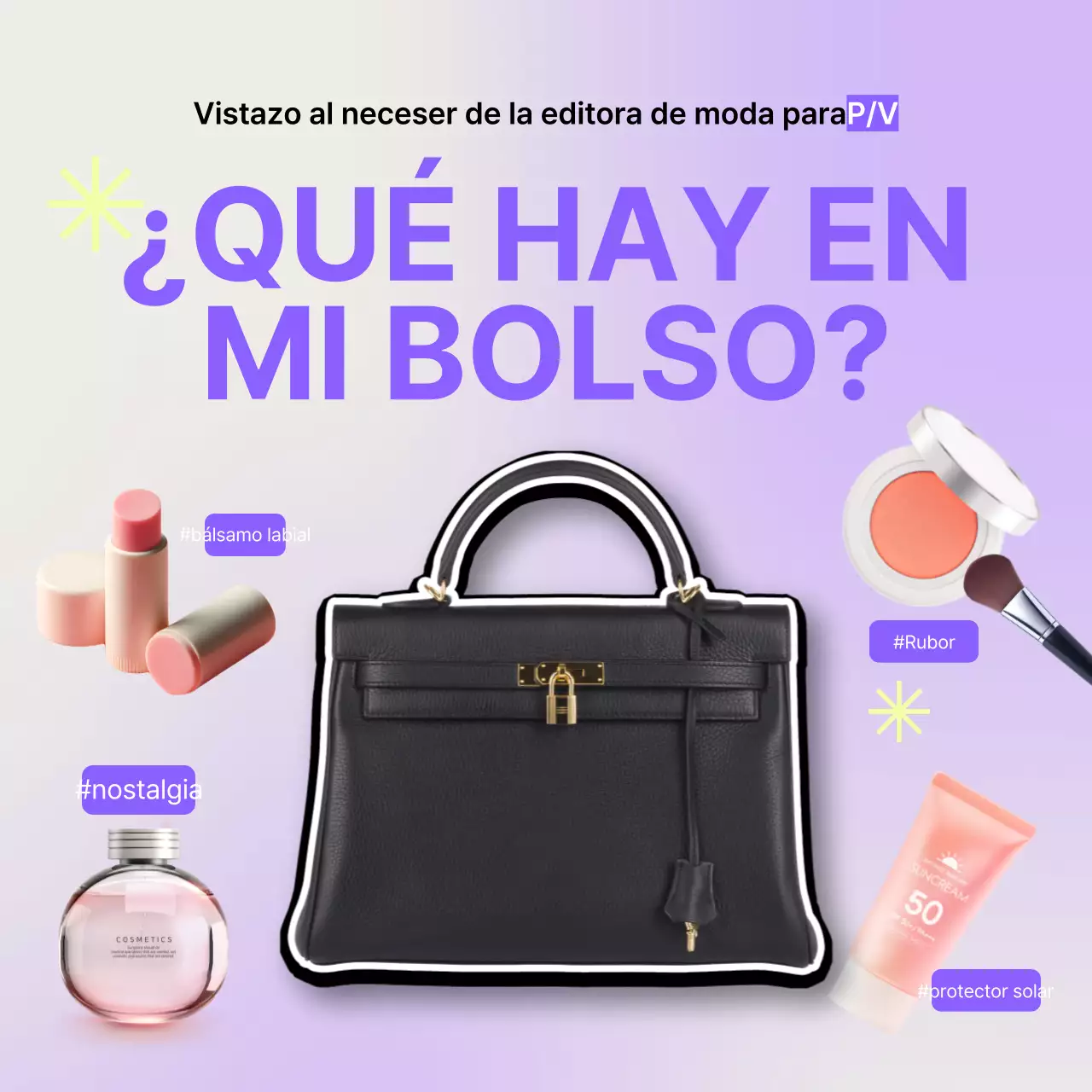 Una sencilla introducción de lo que hay en mi bolso en malva y amarillo