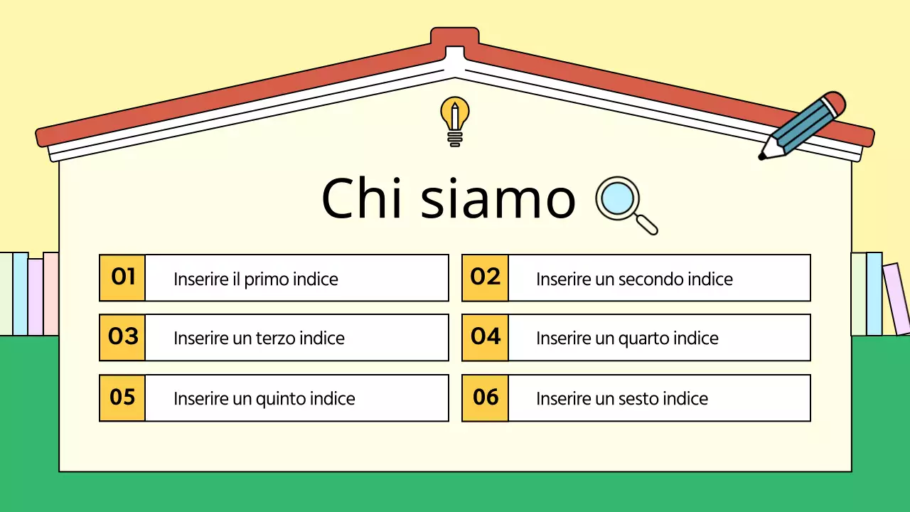 Prospetto scolastico giallo e verde