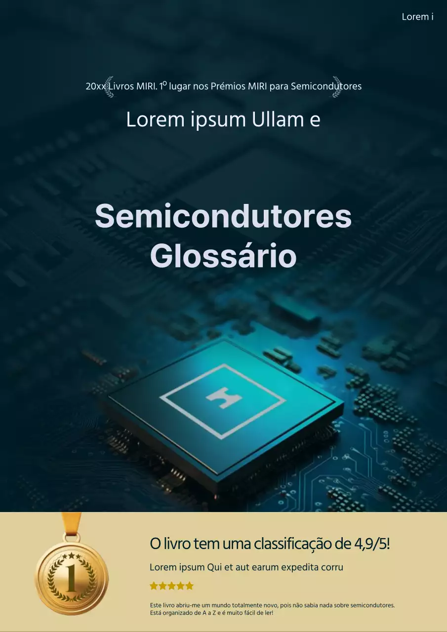 Capa de glossário de emprego elegante com um fundo azul-marinho