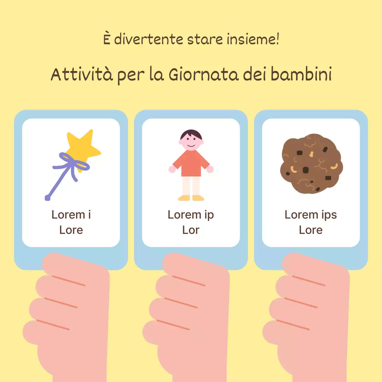 Un annuncio promozionale minimalista per la Giornata dei bambini con sfondo giallo